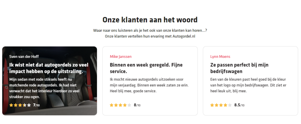 Duidelijke reviews kunnen helpen voor meer sociale bewijskracht op je landingspagina